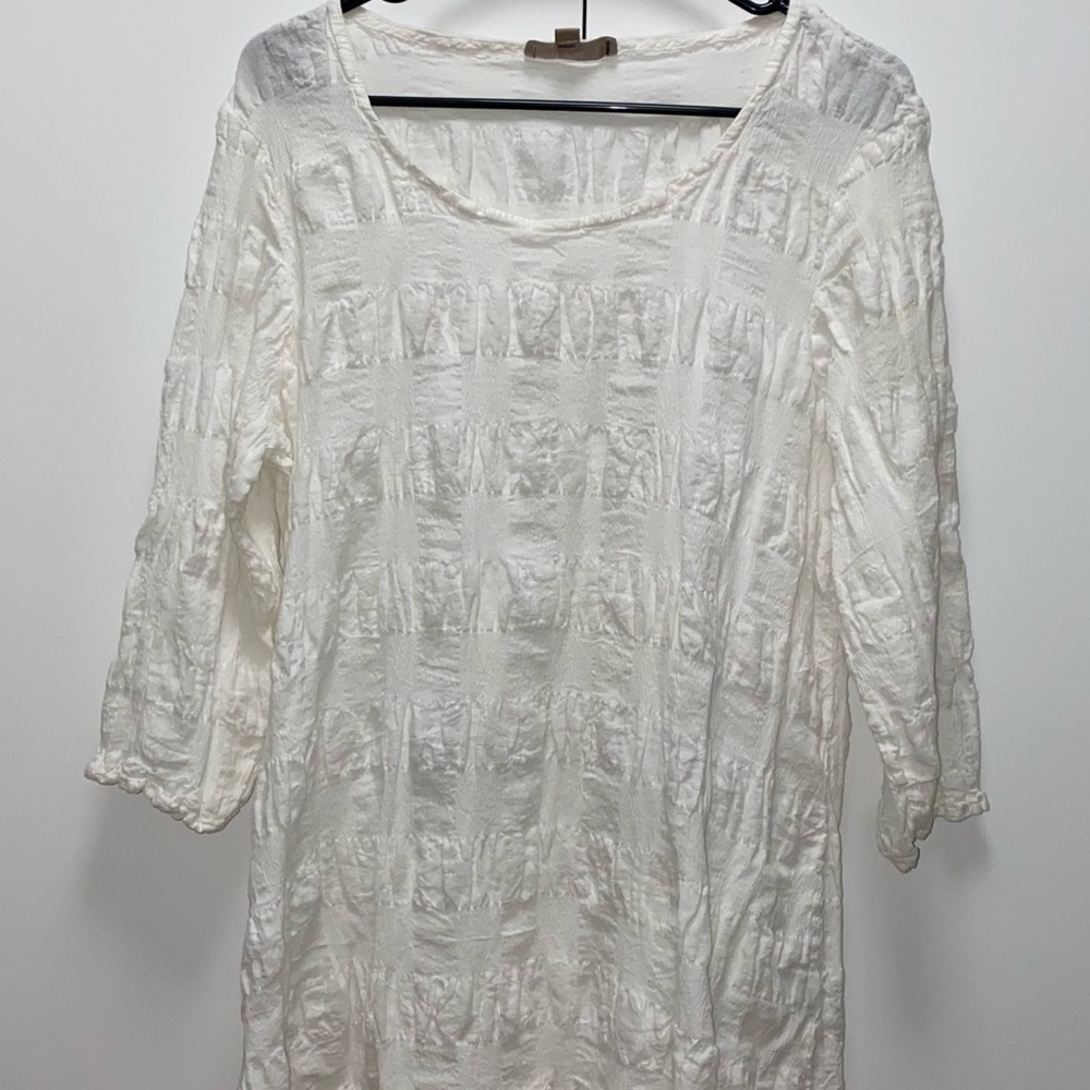 100% linen white crinkle tunic